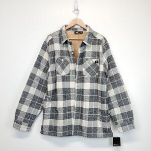 Caterpillar CAT Men's Sherpa Lined Shirt Jacket Plaid Charcoal XL